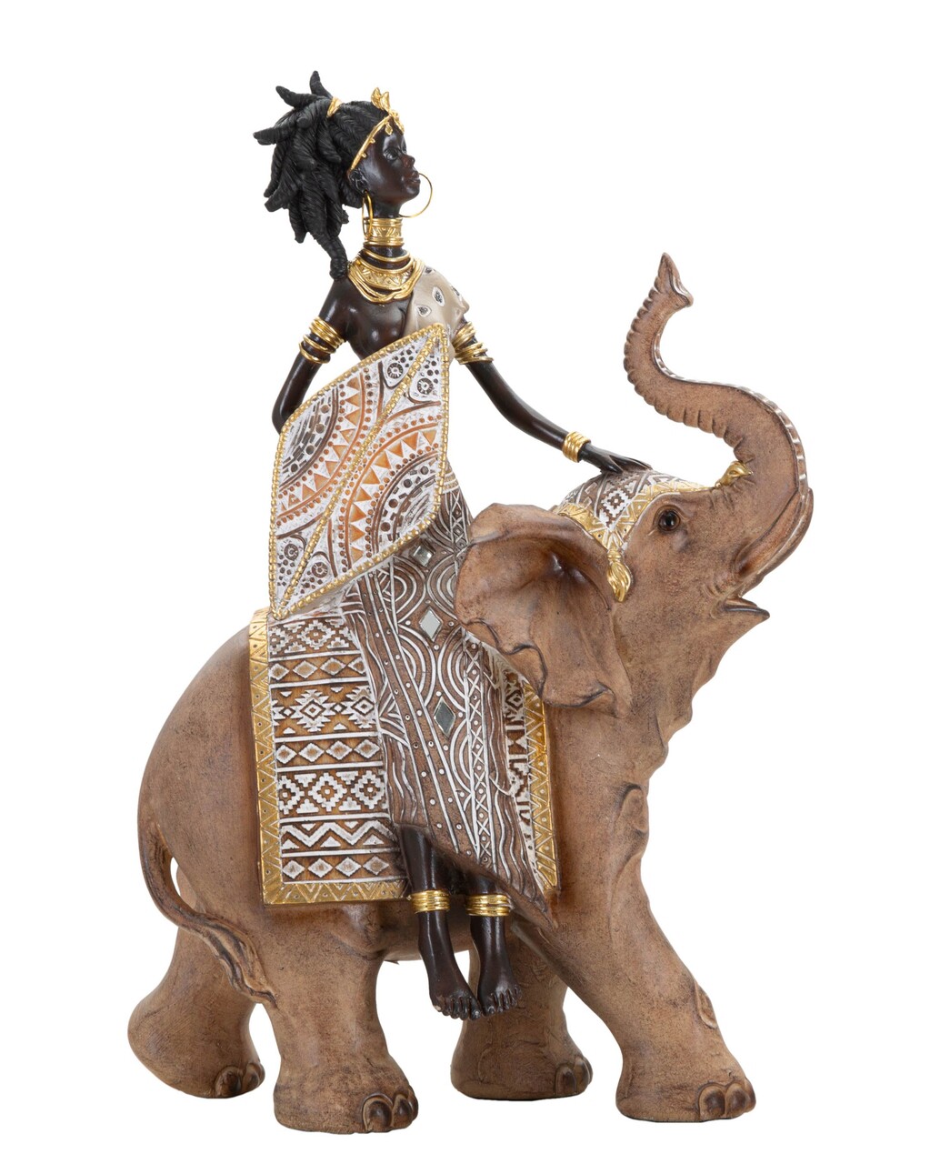 Statueta decorativa Tribal Masai with Elephant, Mauro Ferretti, 22.5x12x32.5 cm, polirasina, multicolor - imagine 7